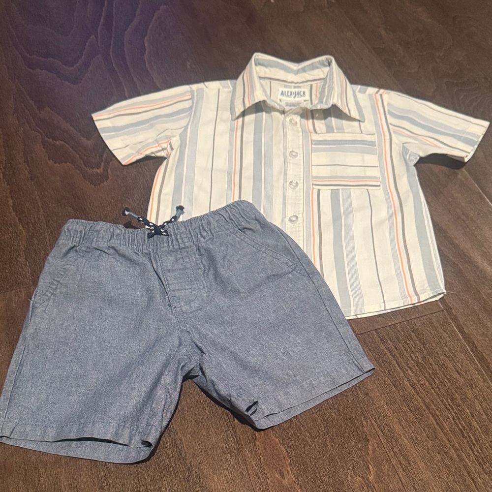 Striped Shirt and Blue Shorts Bundle- Size 3T